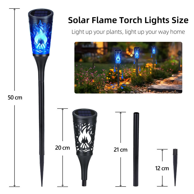 Guirlande solaire d'Halloween extérieure, ensemble de 6 lampes de poche solaires étanches, Bleu