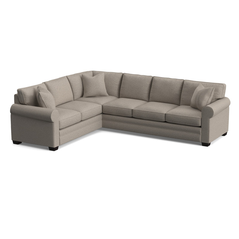 Bedford Upholstered L-Sectional, Java Finish, Beige Performance Fabric; 0851-73, Left Hand Facing