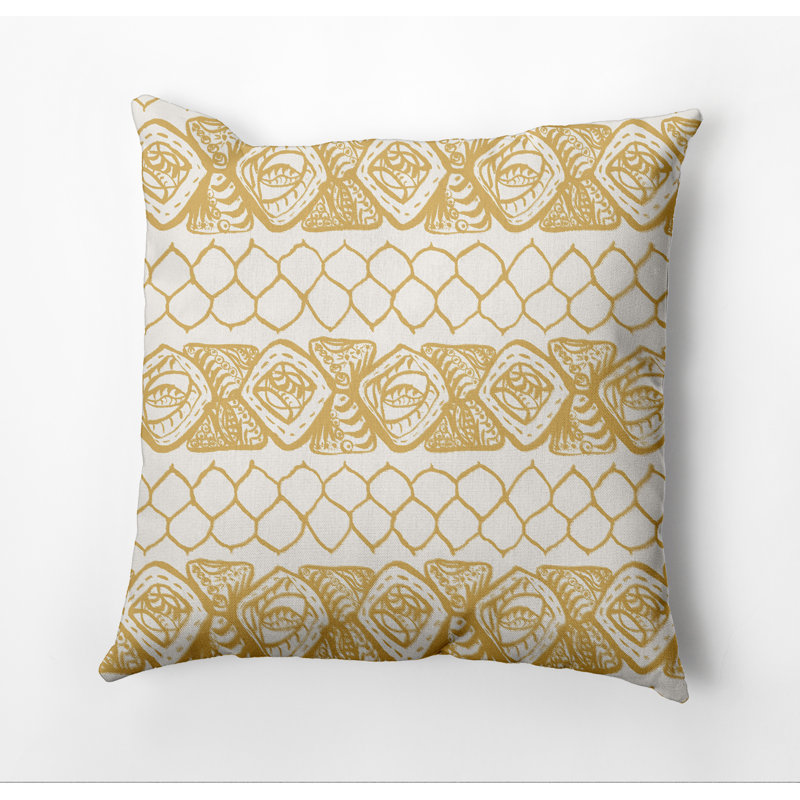 Housse et insert de coussin carré en coton, Jaune, 18" x 18"