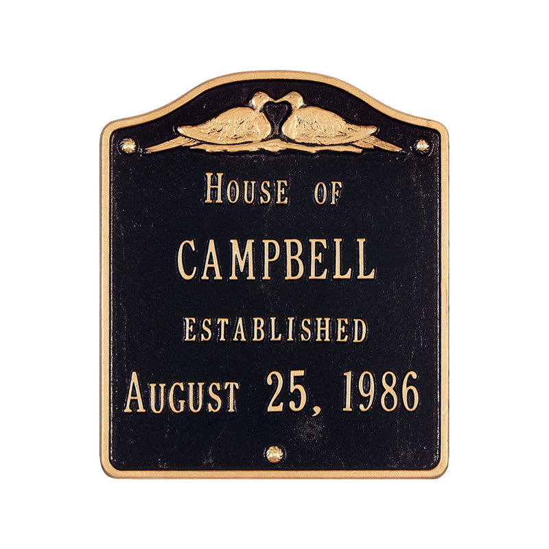 4-Line Wall Address Plaque, Black and Gold
