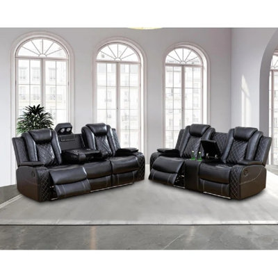Lodie 2 - Pieces Power Reclining Air Leather with LED Light Storage Arm Living Room Set by Red Barrel Studio