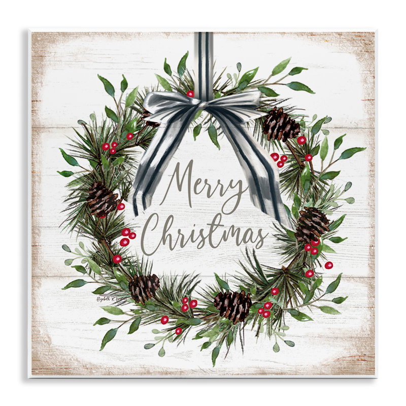 Plaque murale rustique de Noël avec pomme de pin, design par Elizabeth Tyndall