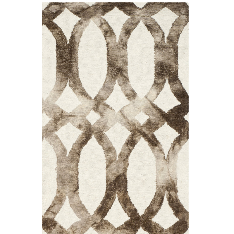 Tapis géométrique en laine / coton touffeté à la main Amekia, Rectangle 4 pi x 6 pi