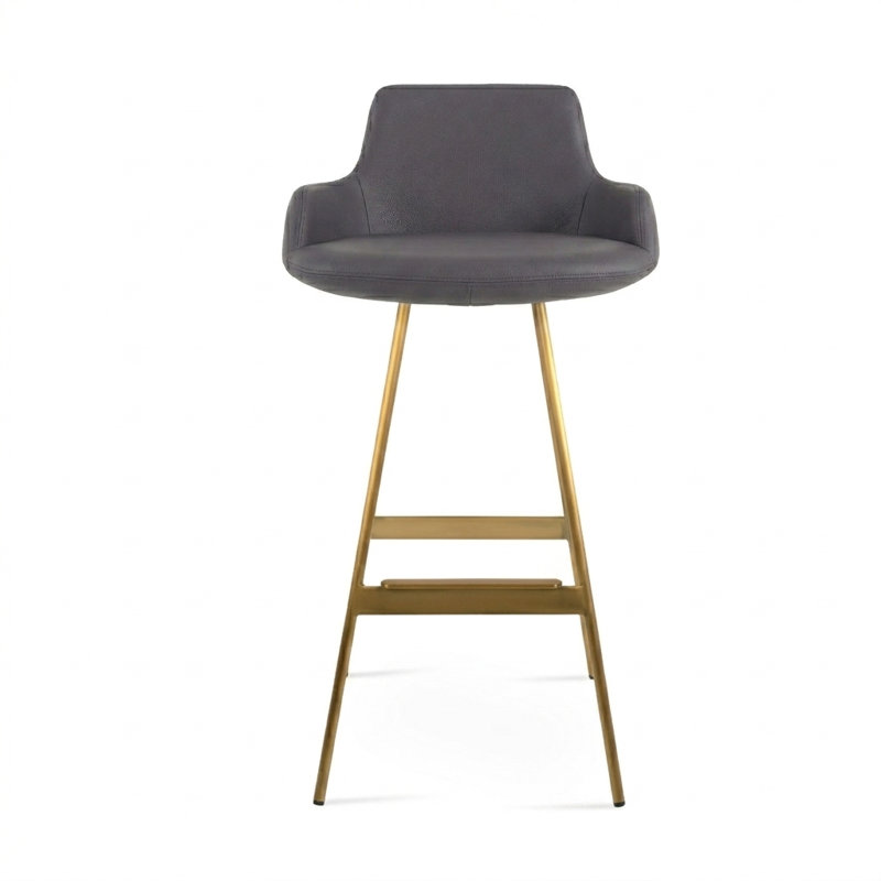Tabouret Dervish Balat, Laiton, Gris, Tabouret de bar (siège d'une hauteur de 29 po)