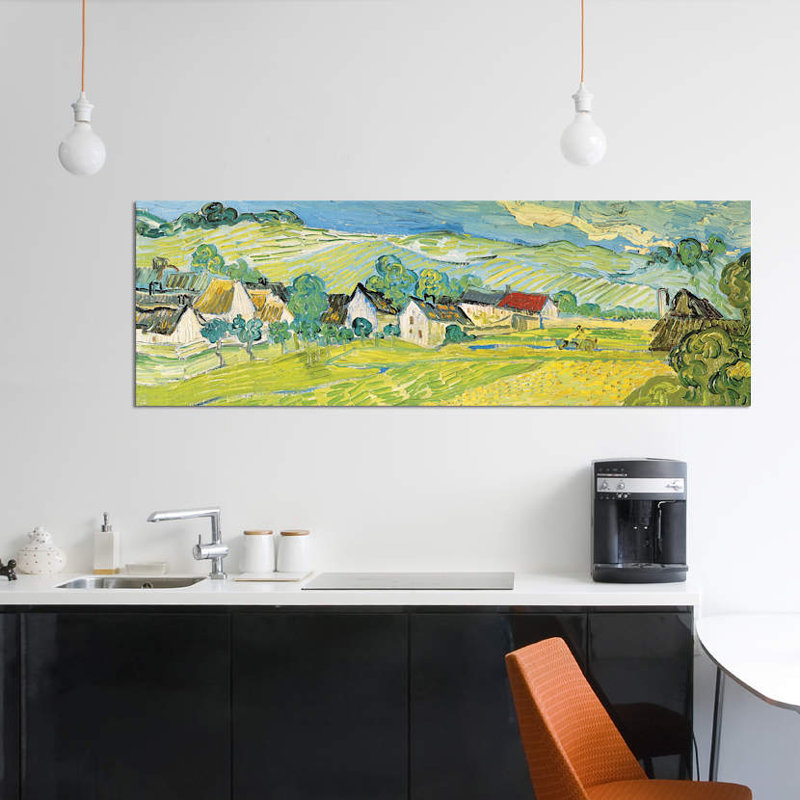 «Vue Ensoleille Près D'Auvers» par Vincent van Gogh, impression sur toile, H 16 po x l 48 po x P 1,5 po, Toile tendue