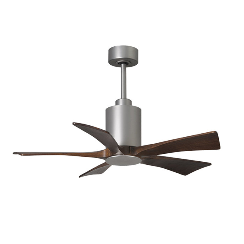 Patricia LED Downrod Ceiling Fan, Brushed Nickel, Walnut Tone