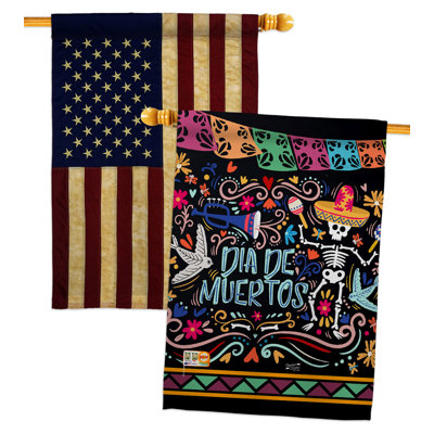 Drapeau coloré 40 po x 28 po Dia De Muertos