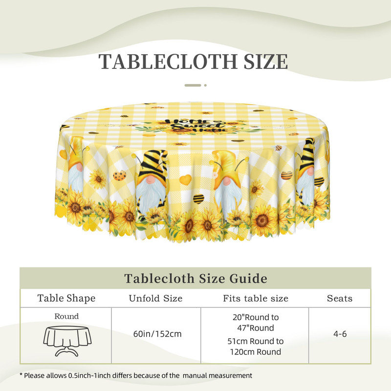Nappe lavable en polyester de style campagnard avec motif tournesol et guingan