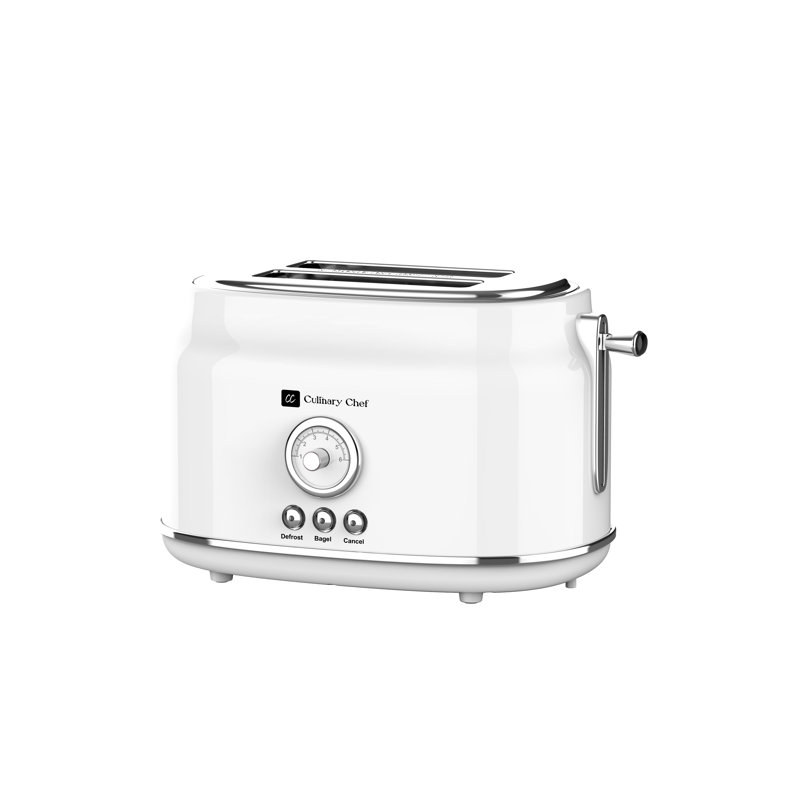 Chef culinaire, grille-pain 2 tranches, design rétro, Blanc