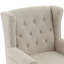 Duward Upholstered Beige Button Tufted Wingback Accent Chair with Rolled Arm and Thick Padded Cushion-1124697706