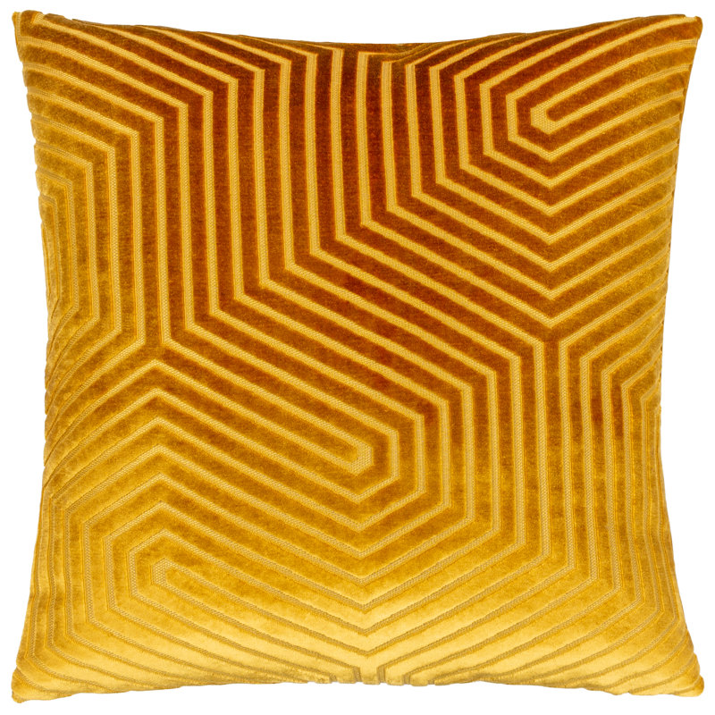 Evoke Geometric Square Throw Cushion, Feather, Gold