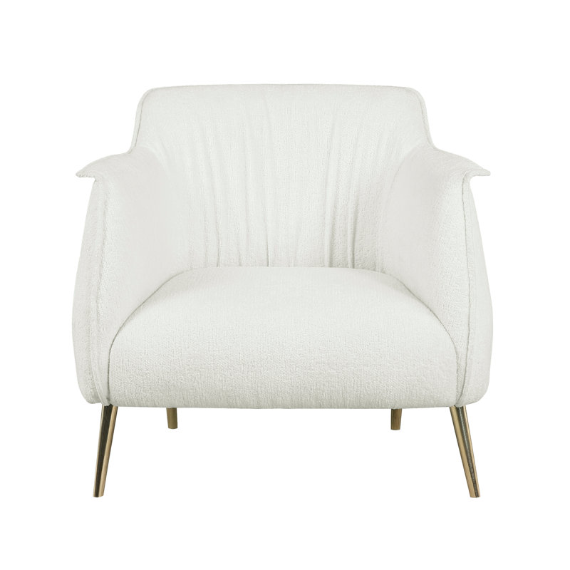 Fauteuil d'appoint de luxe avec revêtement blanc bouclé et pieds robustes en tissu moderne et durable