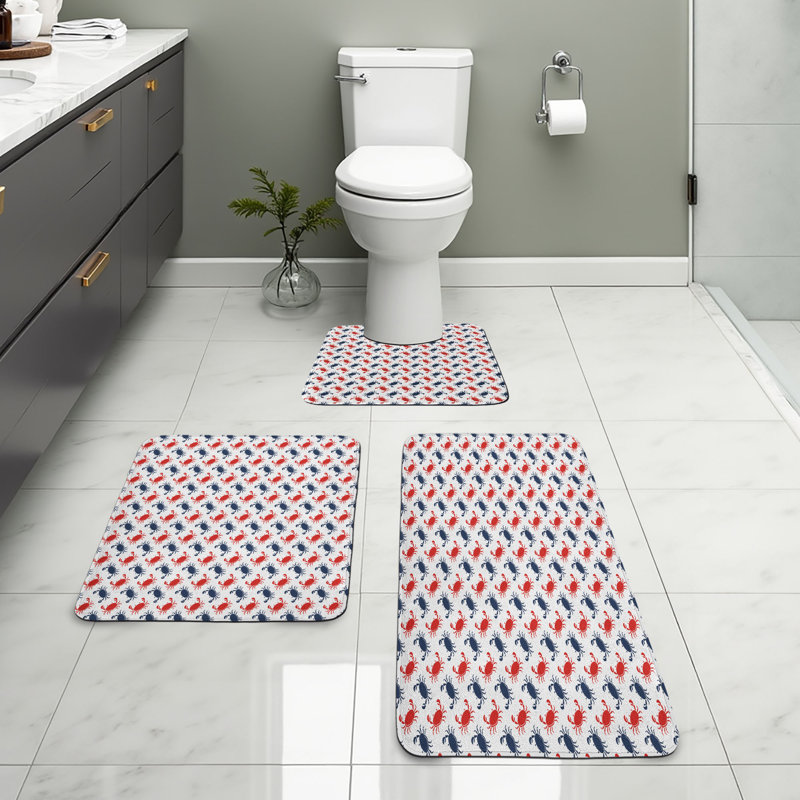  Ensemble de 3 tapis rétro en forme de U et tapis rectangulaires bleu et rouge