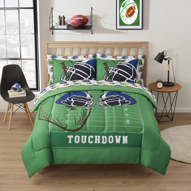 Full Green Football Reversible Microfiber Bed in a Bag Set