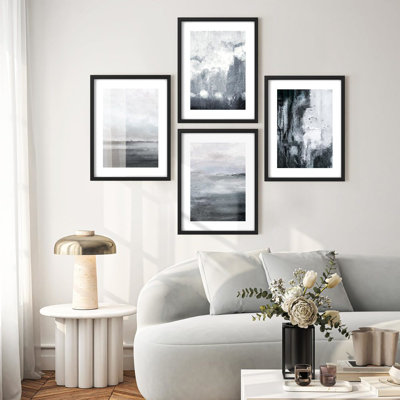 Art mural encadré, ensemble de décors, paysage abstrait, tons neutres, illustrations, art moderne, chic et coloré pour le salon, la chambre à coucher, le bureau