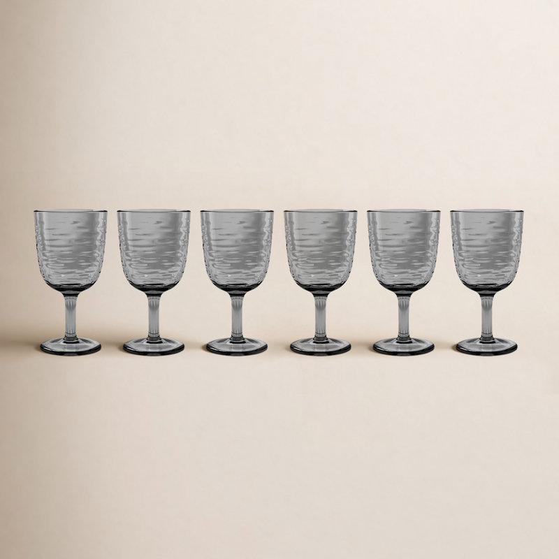 6 pièces Celise 6,9 oz Ensemble de verres à pied en acrylique, gris