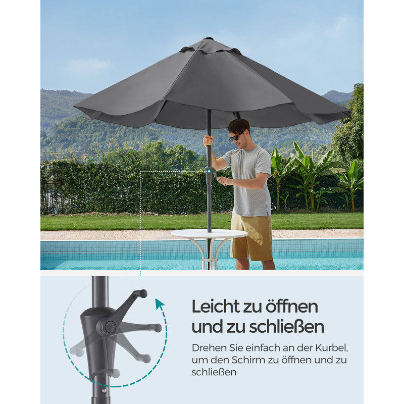 Cannie 340cm Market Parasol, Grey/Brown/Blue