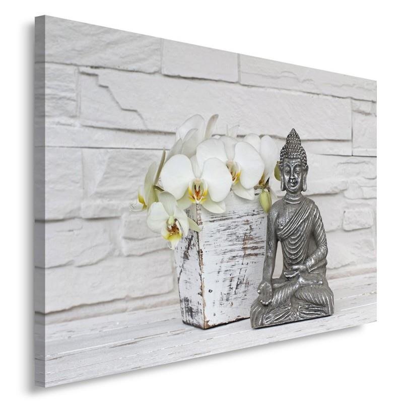 Leinwandbild Buddha and Orchid