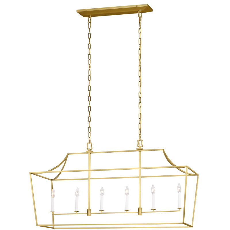 Meztli 6 - Light Kitchen Island Pendant, Burnished Brass