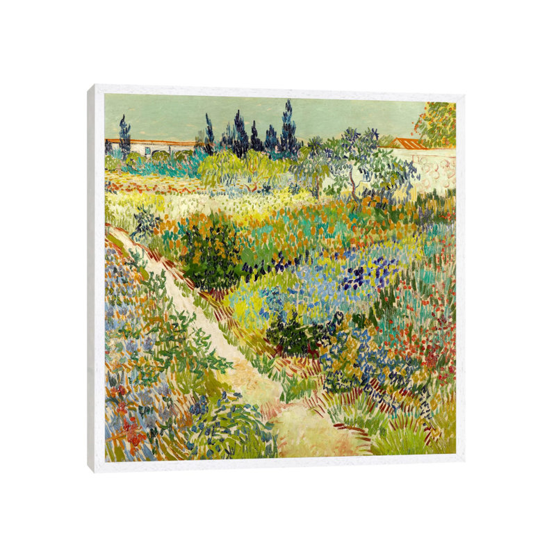 The Garden At Arles by Vincent Van Gogh - Painting on Canvas, 66.04 cm H x 66.04 cm W, White Framed