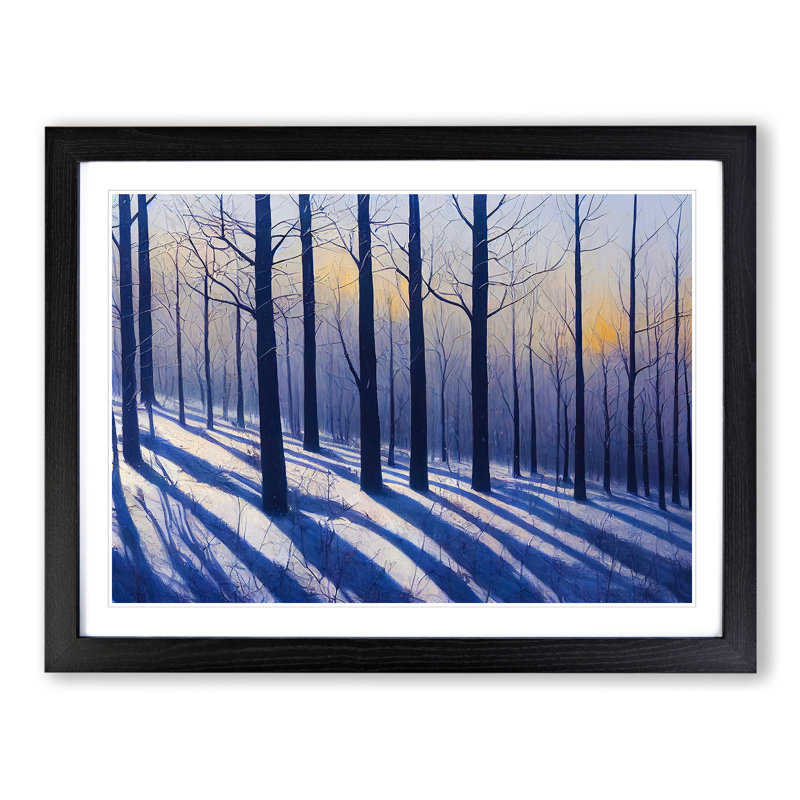 XH1022-8608X Sunrise Winter Forest Vol.5 - Single Picture Frame Print, 25cm H x 34cm W, Black