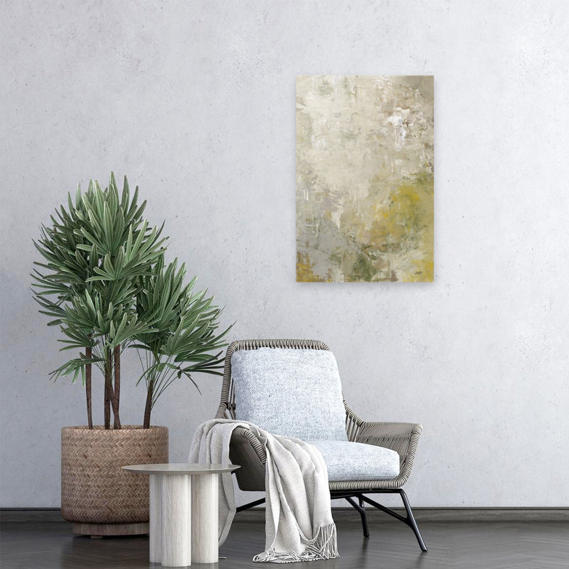 Subtlety II contemporain abstrait doré gris vert gris, H 24 po x l 16 po