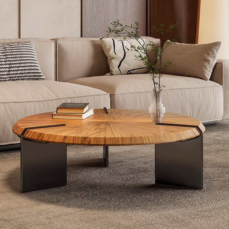 Table basse luxueuse de couleur noyer clair, H 11,81 po x L 31,49 po x l 31,49 po