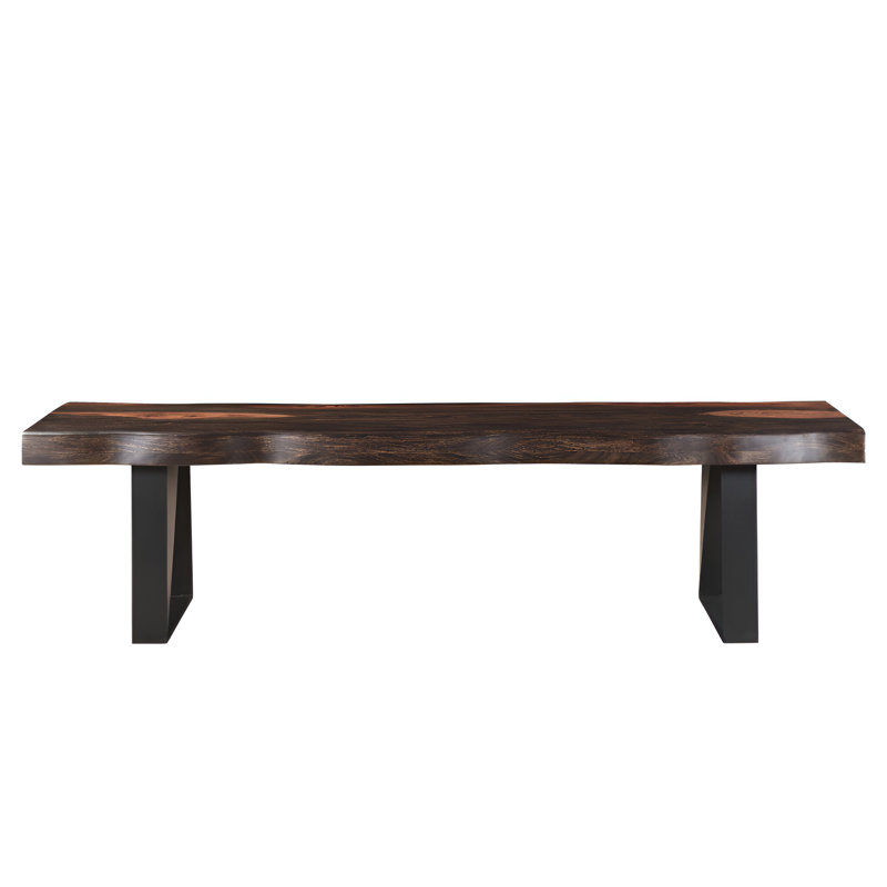 Banc de salle à manger en bois massif vieilli 68 po brun foncé et noir