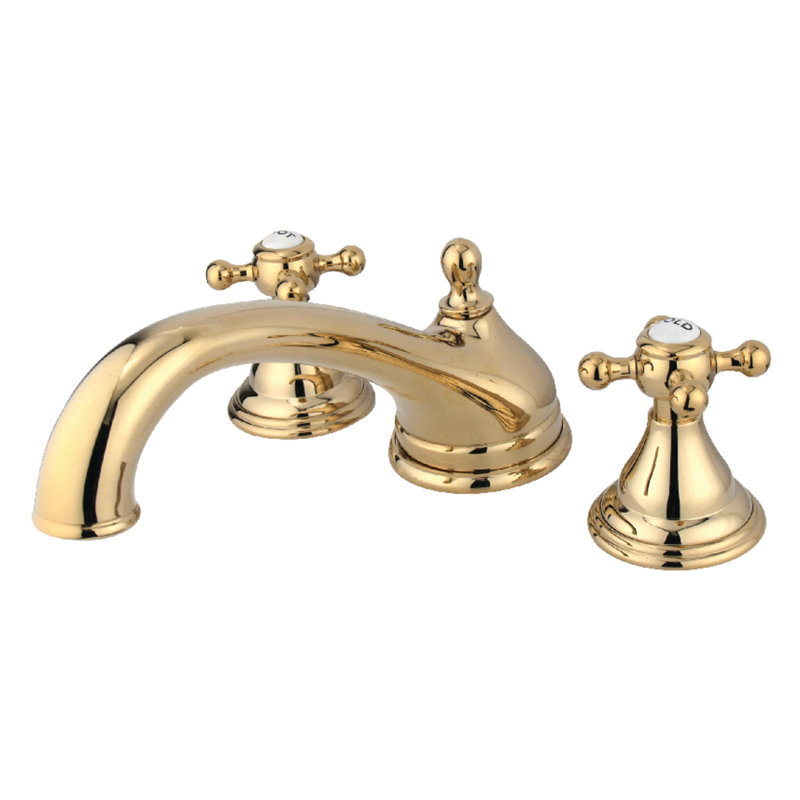 Robinet de baignoire romaine à deux poignées Vintage, Laiton poli