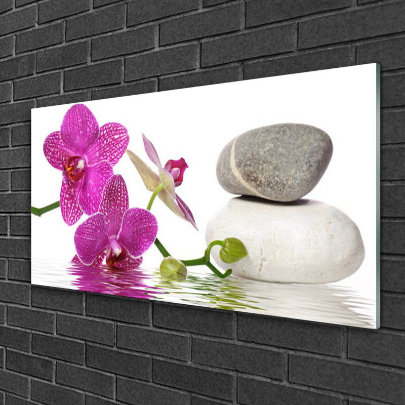 Art Flower Stones - No Frame Print on Glass