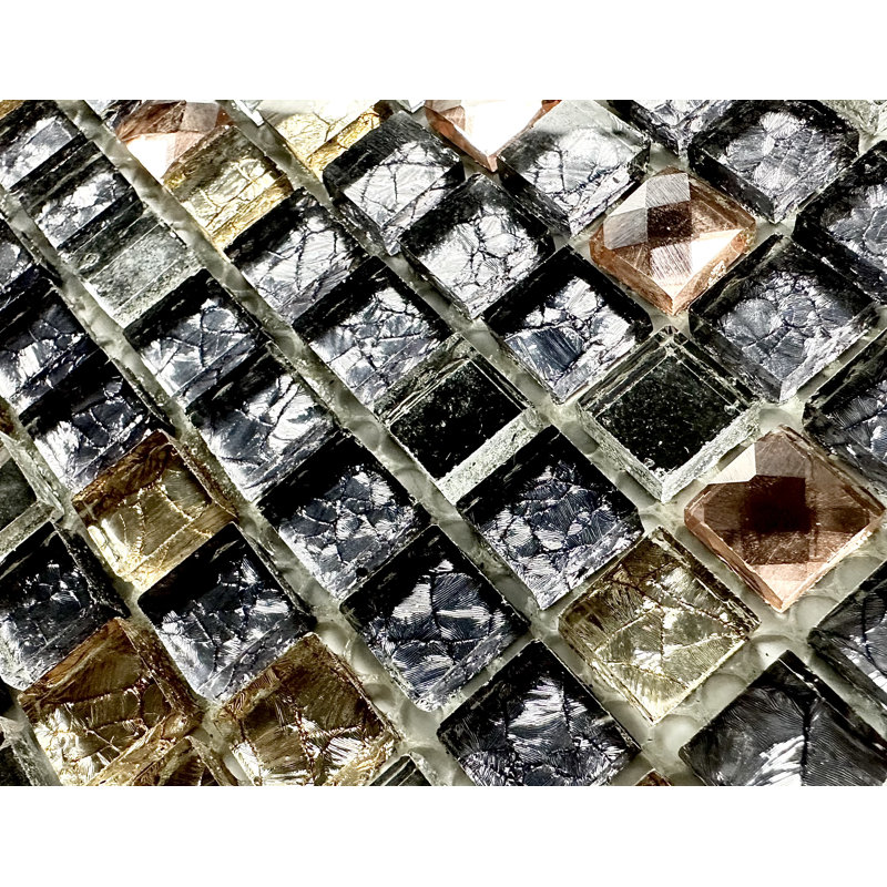 0.4'' W x 0.4'' L Glass Tile Mosaic Sheet