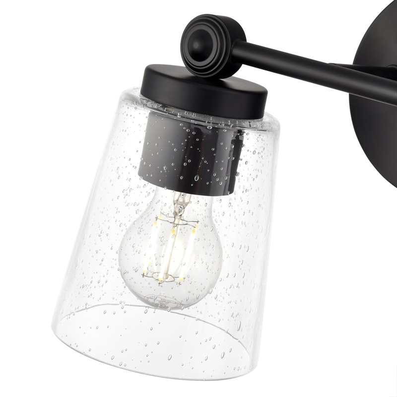 Meuble-lavabo à 2 lumières de 13,5 po Lauryn , Noir mat
