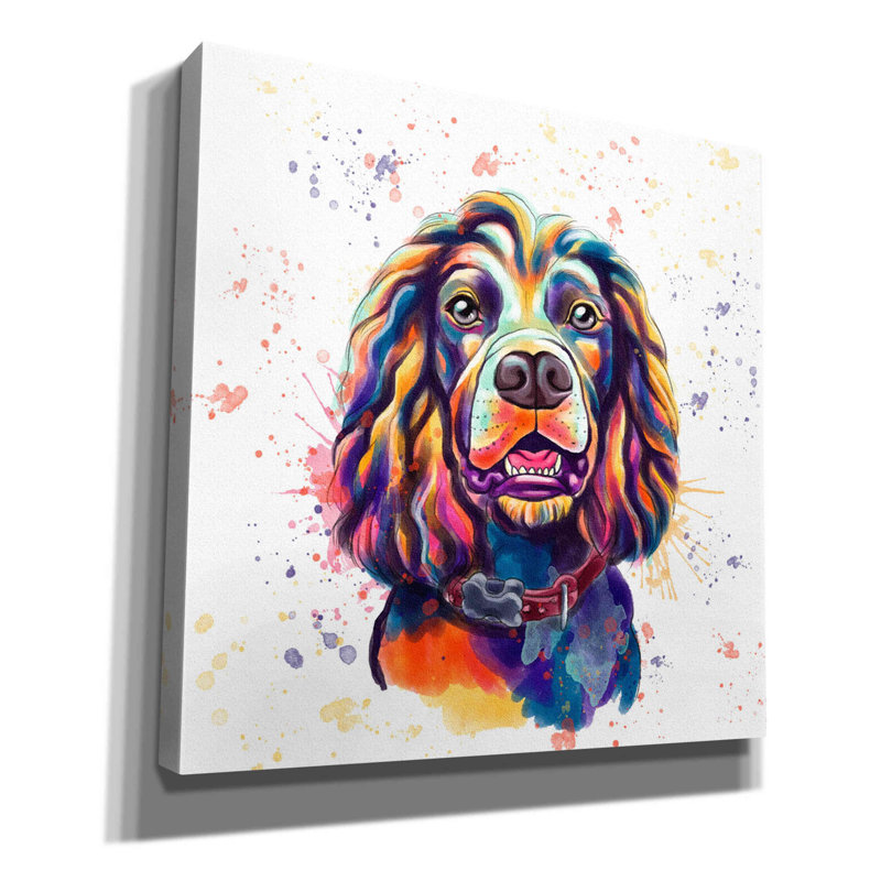 «Colorful Watercolor Cocker Spaniel 2» par Furbaby Affiliates, art mural sur toile, H 12 po x l 12 po x P 0,75 po
