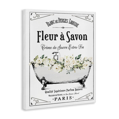 White Florals French Bathtub Canvas, design by Lettered and Lined