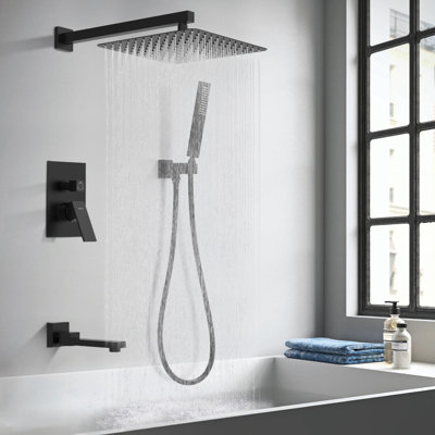 Pressure Control Rain Shower Matte Black Modern Bathroom Experience