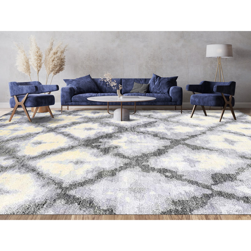Nomad Moroccan Area Rug in Beige/Aqua/Black, Rectangle 9' x 12'