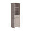 Armoire à linge brûlé, un tiroir, une armoire, plusieurs tablettes, finition gris clair-1402025173