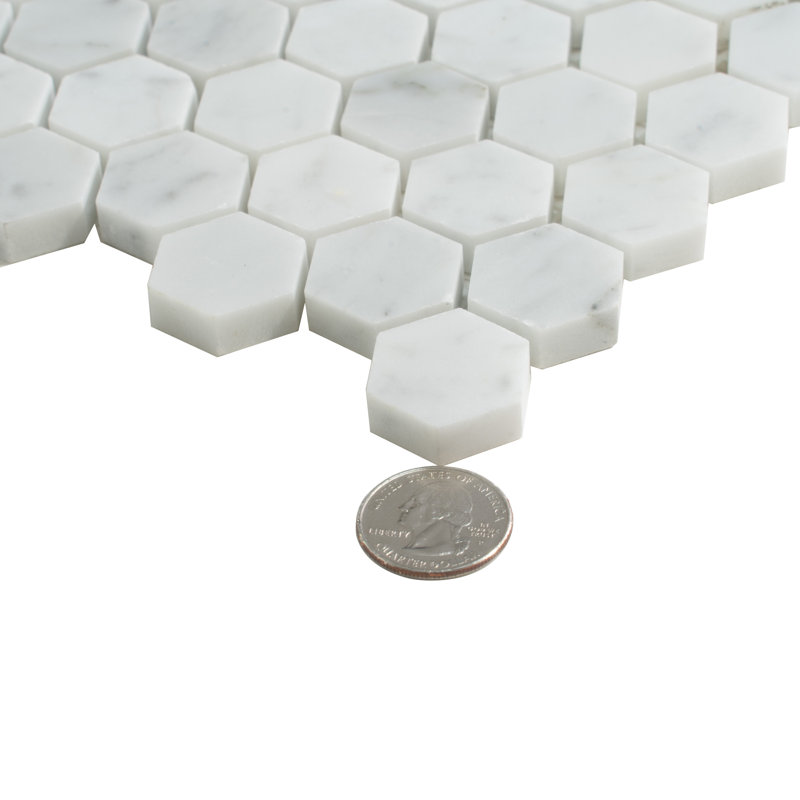 Heritage 1 in. x 1 in. Honeycomb Honed Marble Tile