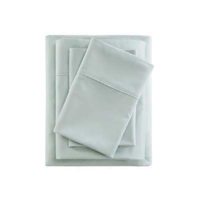 King Size 4-Piece 600TC Cooling Cotton Blend Sheet Set, Seafoam Deep Pocket Bedding for Hot Sleepers, Bedroom