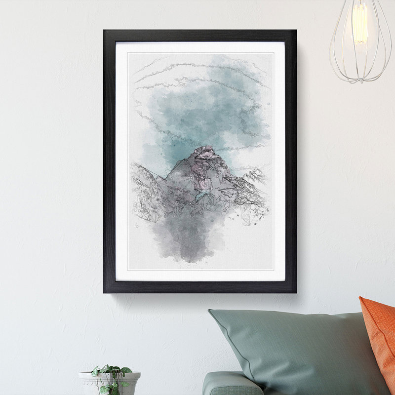 Mountain Peak In Wyoming - Single Picture Frame Painting on MDF, 87cm H x 62cm W x 2cm D, Black Framed
