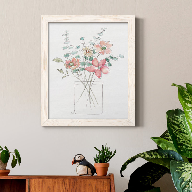 «Whimsical Wildflowers I», reproduction sur toile encadrée, Cadre blanc, H 24 po x l 18 po x P 1,5 po