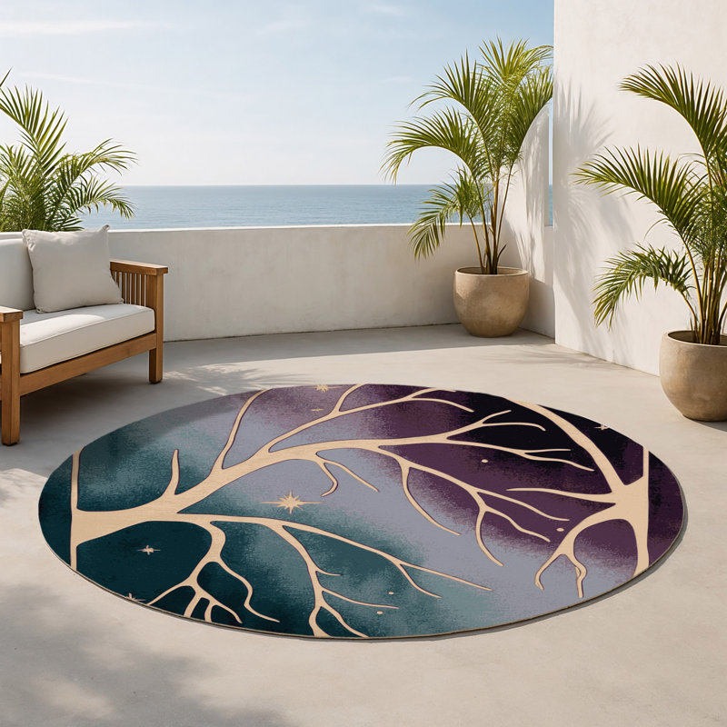 Tapis intérieur et extérieur Wandering Willow, Rond 5 pi