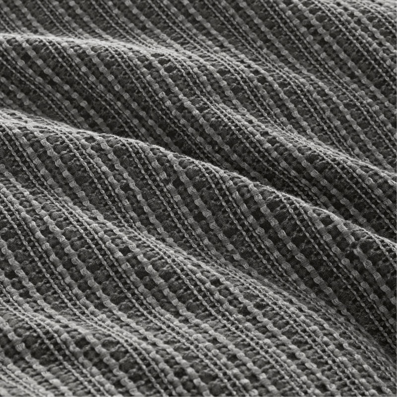 Ensemble d'édredon 3 pièces gaufré, Gris anthracite, Édredon double et 2 taies décoratives