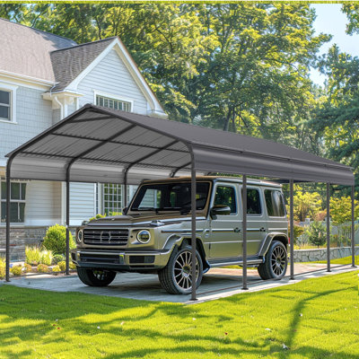 Outdoor 12 Ft. X 20 Ft. Carport Garage Canopy With Heavy Duty Galvanized Steel Roof