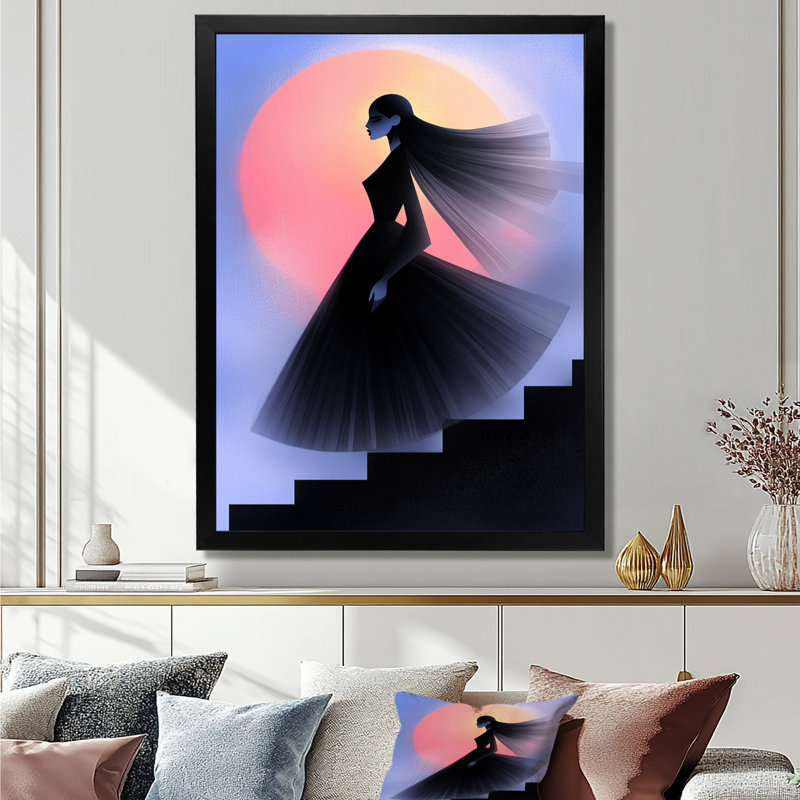 Alline - art mural sur toile tendance, H 32 po x l 16 po, Noir, noir, noir, noir, Reproduction encadrée d'une seule photo