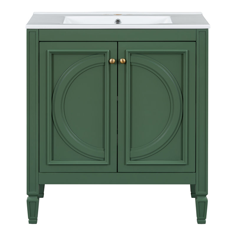 30" Single Bathroom Vanity With Ceramic Top, Green