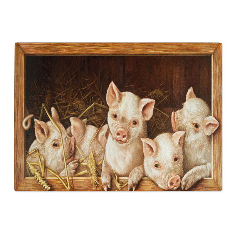 Tempered Glass Prize Pigs Chopping Board, 28.5 cm x 20 cm