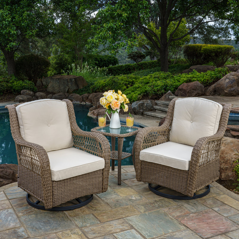 Rio Vista 2 - Person Patio Conversation Set with Cushions, Brown, Beige