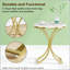 Table d'appoint polyvalente pour canapé, table basse ronde élégante, table basse étroite avec pattes en faux marbre et dorés