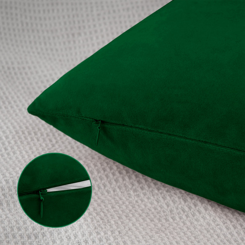 Square Scatter Velvet Cushion Cover ( Set of 4 ), Green Emerald